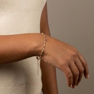 Female Bracelet OS Minimalist Delicate Premiun Gold Pnalted Beaded Chain